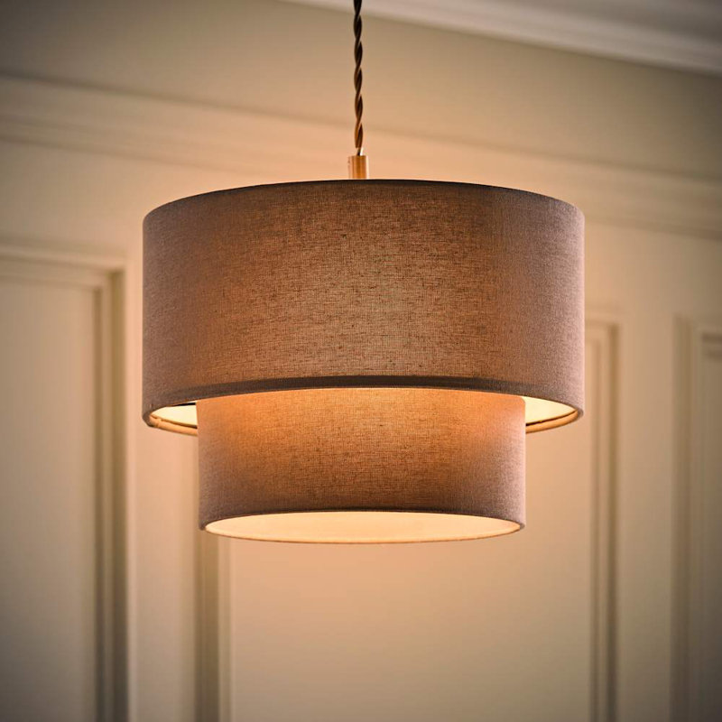 Talar 20cm H Linen Blend Drum Lamp Shade ( Slip-On ), Grey