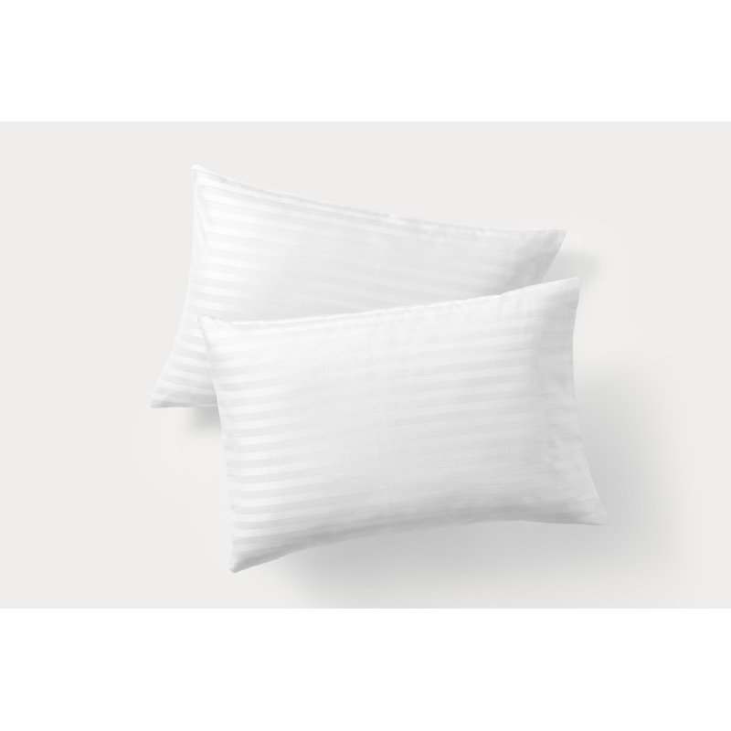 Satin Stripe 2 Piece Sateen Guest Room Pillowcase Case Pack, King Pillowcase, White