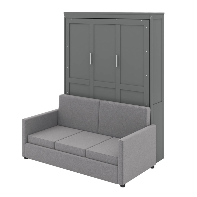 Grand lit escamotable avec coussin, gris