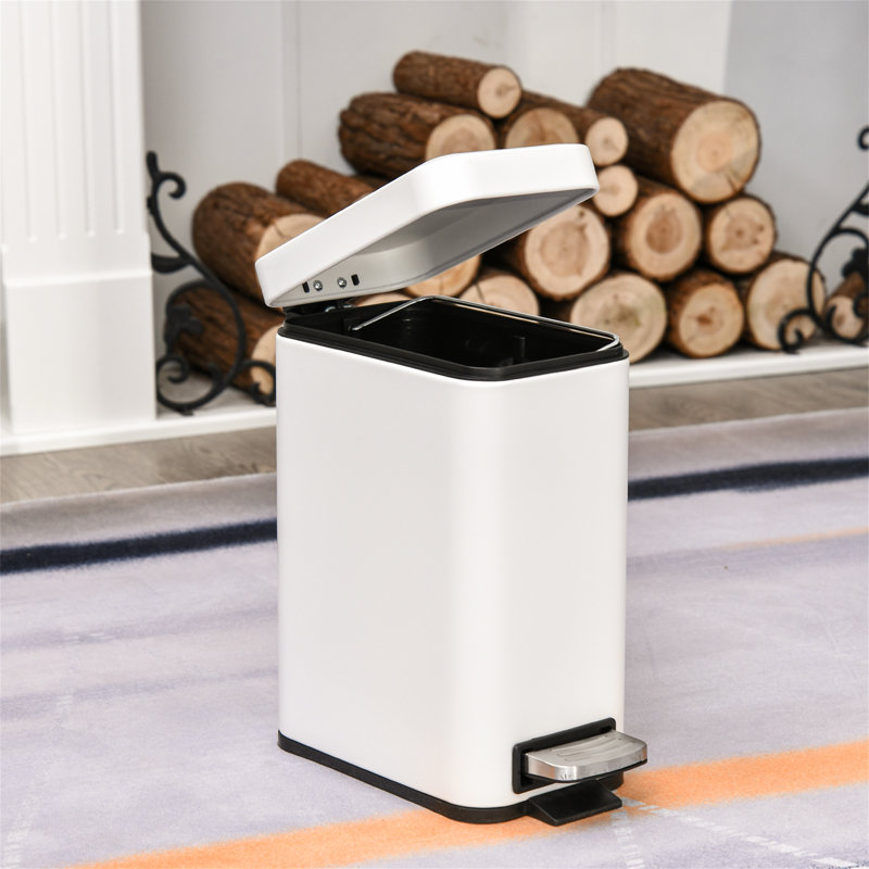 Calmar Steel Step On Kitchen Trash Can - 5L, White
