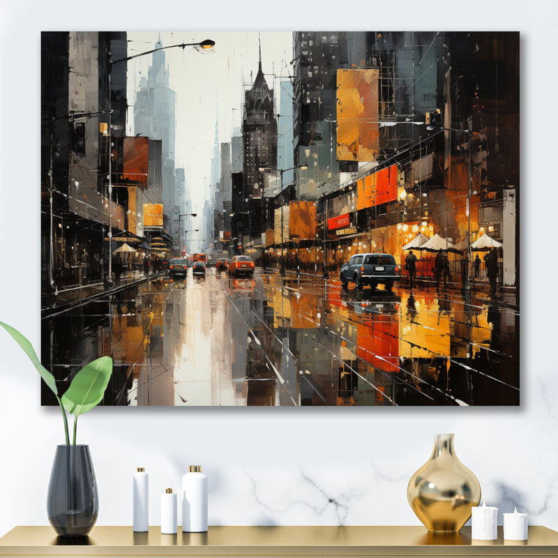 Cityscape Collage V - Collages abstraits, décoration murale, H 30 po x l 40 po x P 1,5 po, Toile tendue