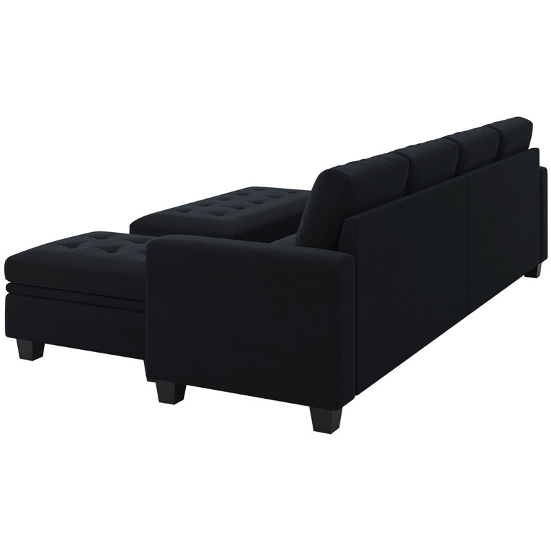 Canapé modulaire rembourré Shavera, Noir