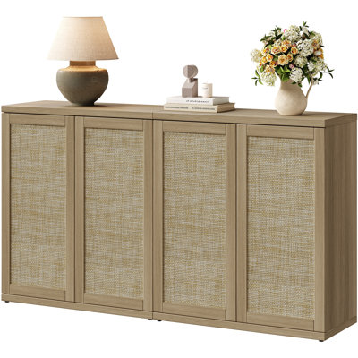 Consiglia 30.5" Bohemian-Inspired Rattan 2-Door Sideboard