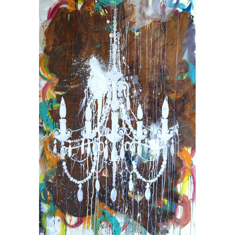 White Chandelier by Kent Youngstrom - Wrapped Canvas Painting, 46cm H x 30cm W