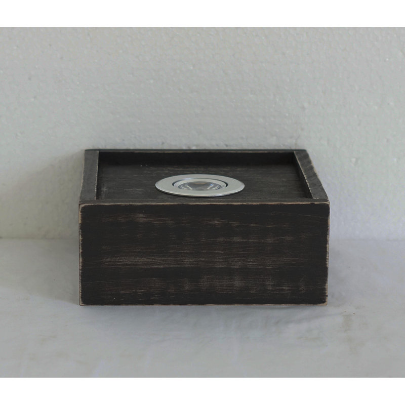 Santino Square with Lights, Black, 3" H x 10" W x 10" D