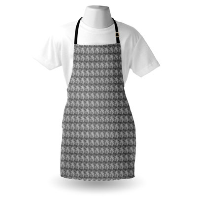 East Urban Home Geometric Apron Unisex Greyscale Rings Rounds Adult Size Grey