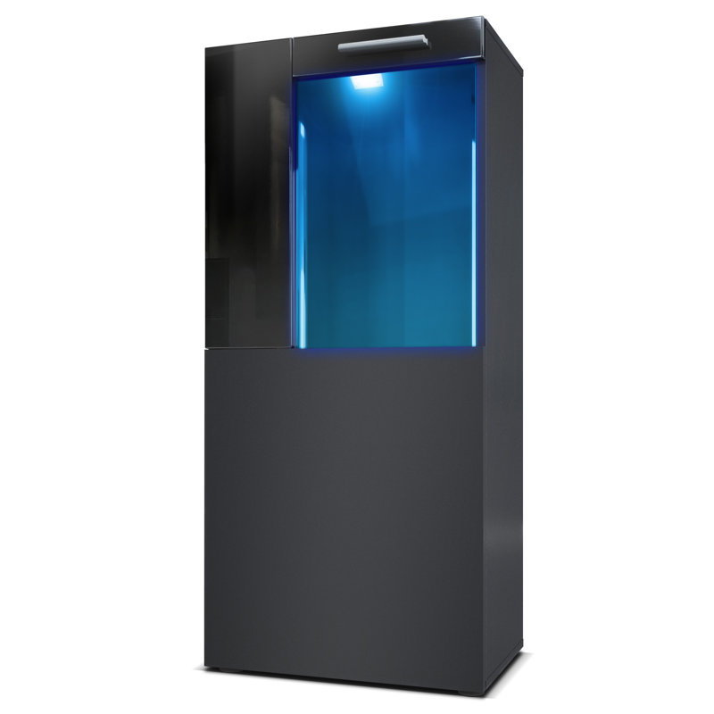 Killion 51 cm W Display Cabinet, Matt Black, With blue LED lighting