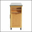 Îlot de cuisine intérieur en bambou avec plateau en acier inoxydable, chariot mobile avec tiroirs, armoire et porte-serviettes pour la salle à manger et le bar