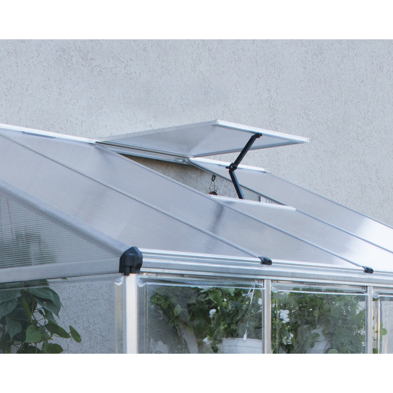 Silver Aluminum and Polycarbonate 4' x 8' Lean-To Greenhouse