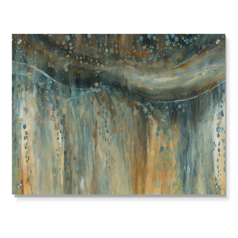 «Oct Mist I» - décoration murale abstraite à l'encre liquide acrylique, H 12 po x l 20 po