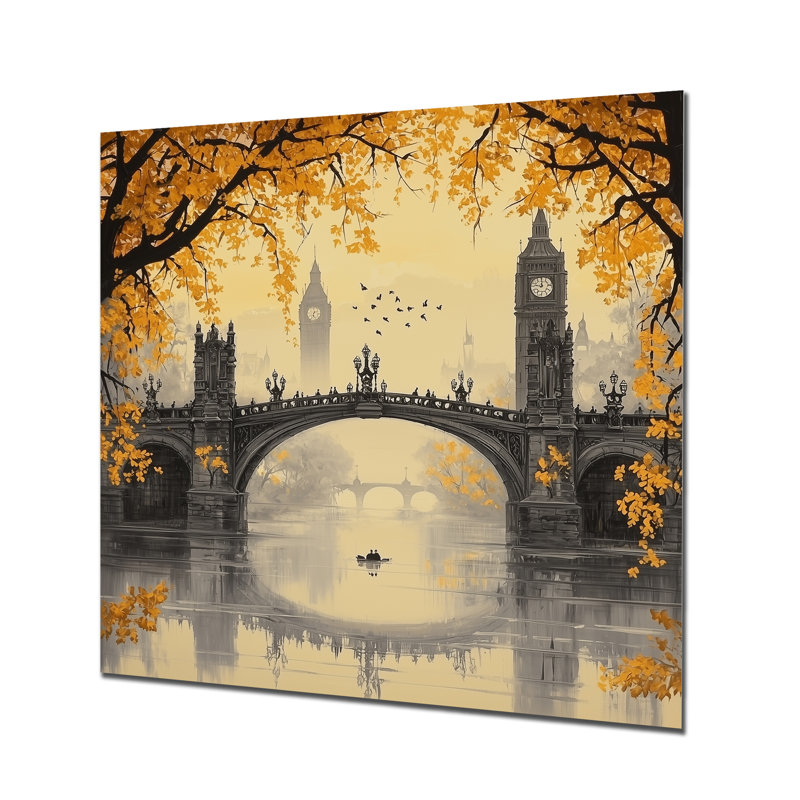 «The London Bridge In Autumn II», Royaume-Uni, impression sur métal, H 29 po x l 29 po