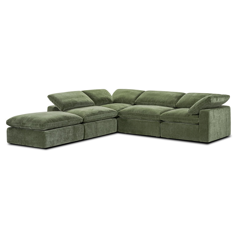 Wonardo Upholstered L-Shaped Sectional, Sagano Green Fabric