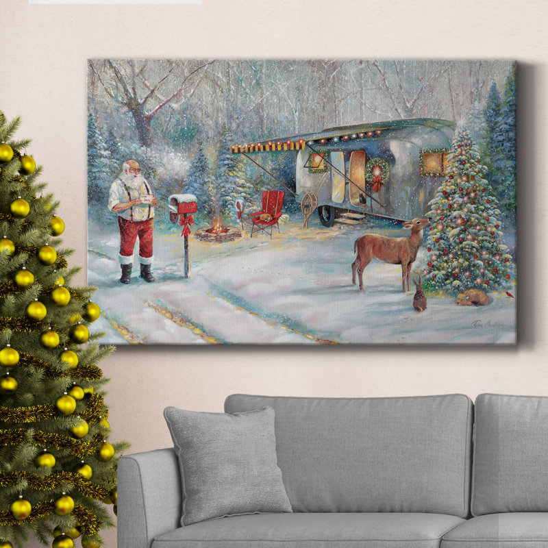 Toile tendue avec châssis de qualité supérieure Santa's Hideaway, H 18 po x l 12 po x P 1 po