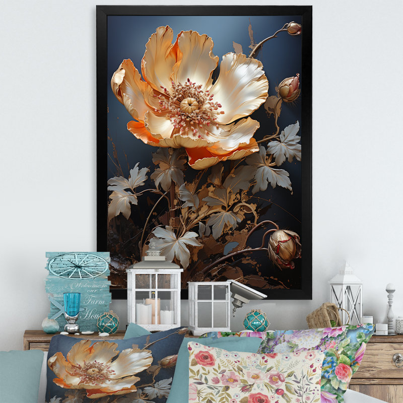 «Gopped Poppy Fields» - art mural coquelicots, Cadre photo noir simple, H 20 po x l 12 po x P 1 po