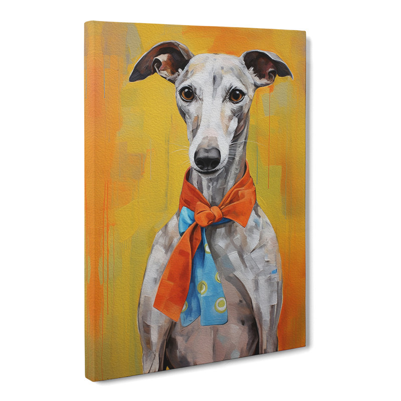 Whippet Contemporary No.2 - No Frame Art Prints - Wrapped Canvas, 50cm H x 35cm W x 3cm D