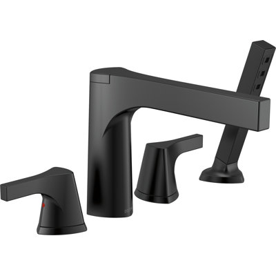 Zura Double Handle Deck Mounted Roman Tub Faucet Trim with Handshower