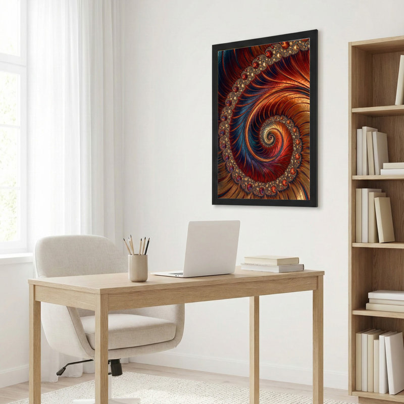 Ensemble de 1 tableau sur toile à motif fractal abstrait en spirale, H 24 po x l 16 po