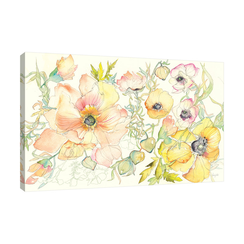 "Pastel Garden II", toile tendue par Kristy riz, H 40 po x l 60 po x P 1,5 po