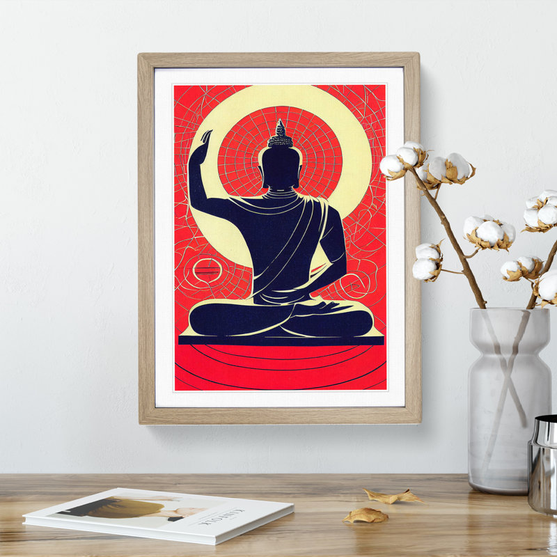 Artistic Buddha - Single Picture Frame Print, Oak Framed, 46cm H x 34cm W x 2cm D