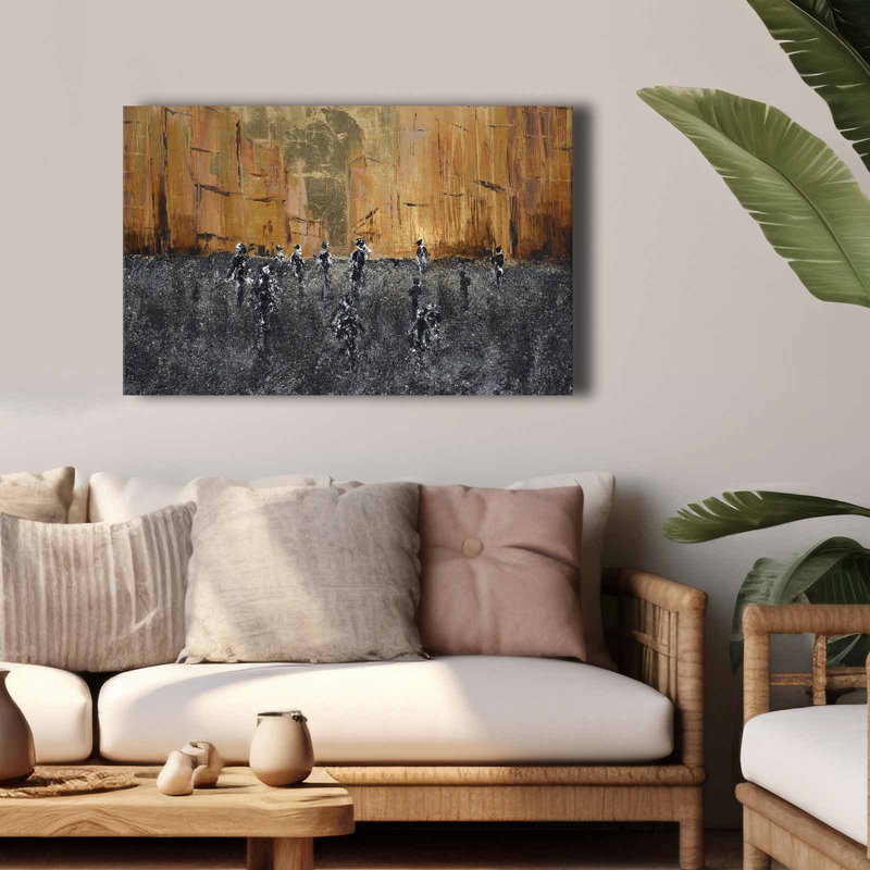 Art abstrait doré sur toile