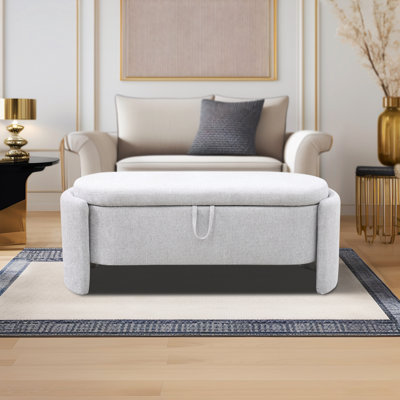 Shongopovi Pallid Sackcloth Upholstered Ottoman