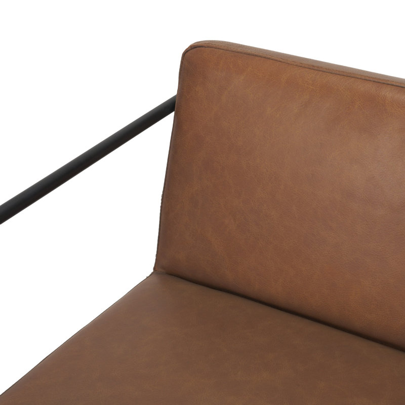 Tabouret en cuir véritable Sidney, Brun