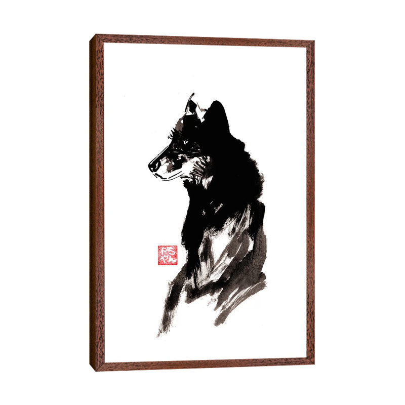 Wolf 1 Piece Wall Art on Canvas, 101.6 cm H x 66.04 cm W, Classic Brown Wood Framed
