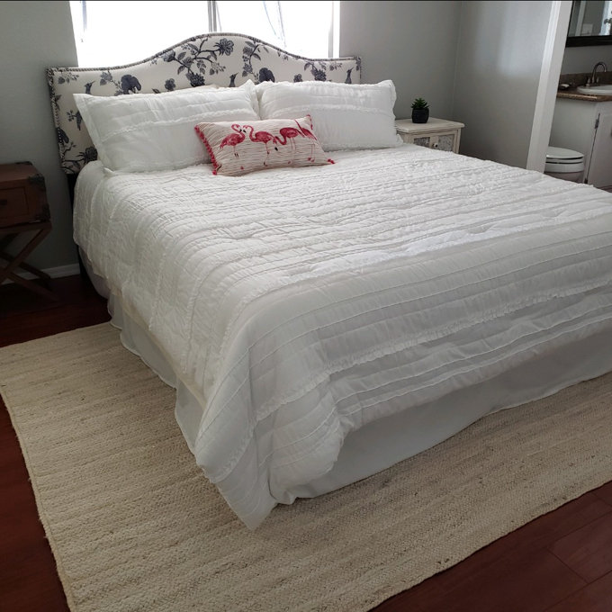 Upholstered Panel Headboard - Classic Talc Linen, King
