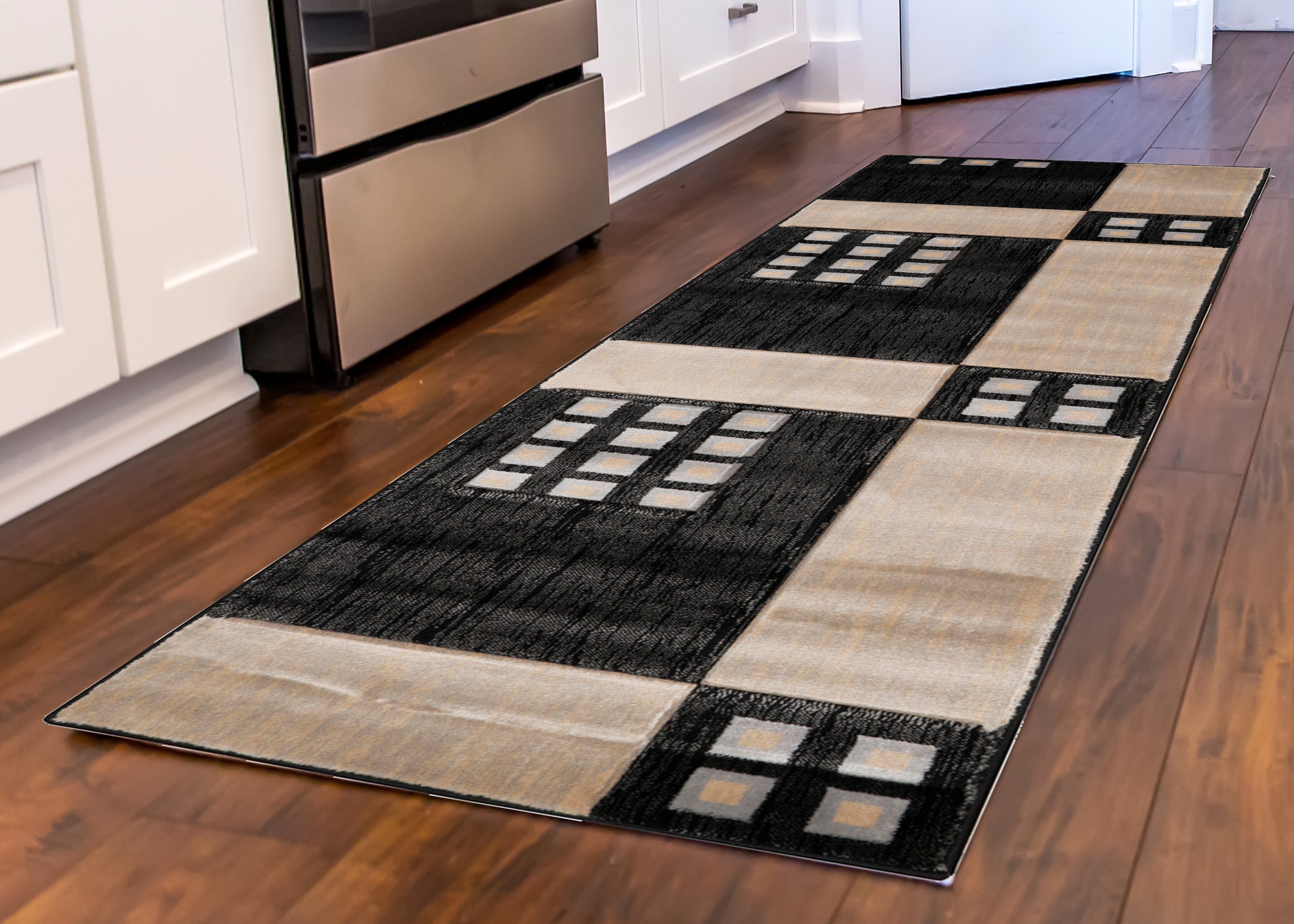 Ebern Designs Carina Geometric Black/Cream Area Rug | Wayfair