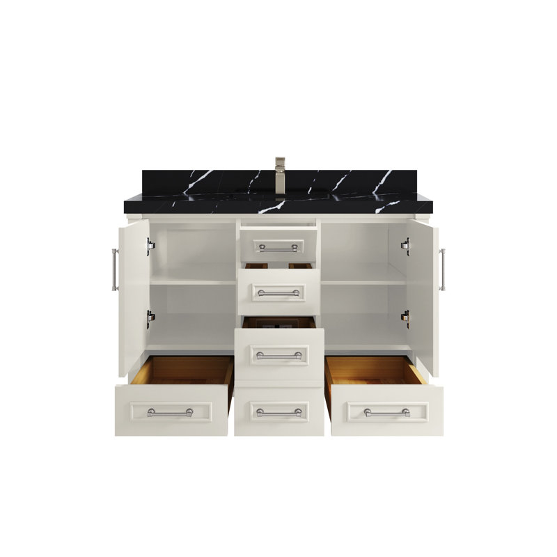 Meuble-lavabo simple avec comptoir 48 po Aberdeen, Noir Calacatta