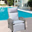 Fauteuil inclinable d'extérieur en osier avec dossier réglable et accoudoirs, chaises de conversation toutes saisons, pour balcon de cour pour piscine