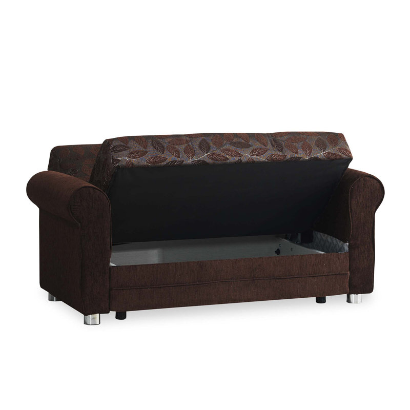 Causeuse convertible avec rangement Primenest Grandera, brun foncé, Marron foncé