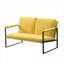 Pour le salon et les petits espaces de chambre à coucher, fauteuil d'appoint moderne à 2 places avec structure entièrement en métal, finition jaune