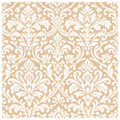 Beige White Damask Comforter