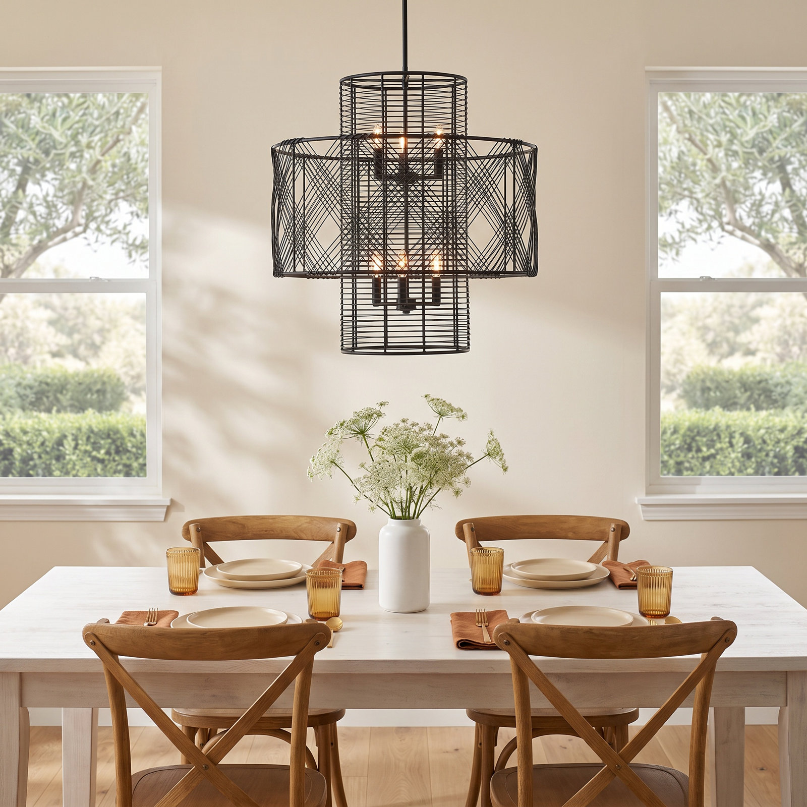 Brooke 6 - Light Metal Tiered Chandelier, Black