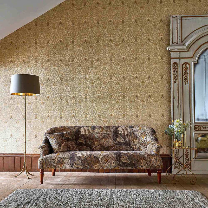 Acanthus Fabric, Mustard/Gray