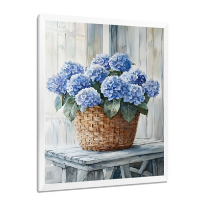 Hydrangeas In A Farm Basket III - Art mural sur toile florale