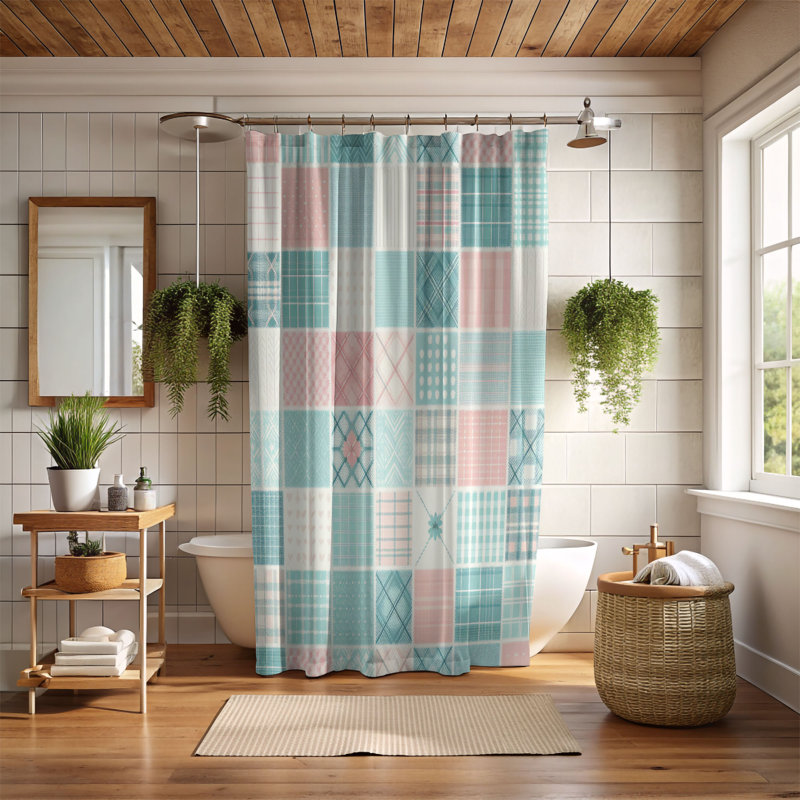 Rideau de douche 1 pièce à rayures douces, H 74 po x l 71 po