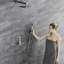 Système de douche mural avec pomme de douche à effet de pluie de 10 po, nickel brossé, valve d'équilibre, 2 têtes, système de pulvérisation surdimensionné en laiton massif, laiton