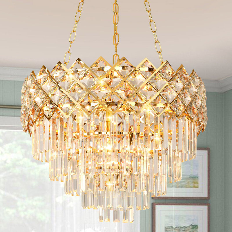 Shiron Dimmable Tiered Chandelier, 39.4'' H X 21.7'' W X 21.7'' D, 5, 11