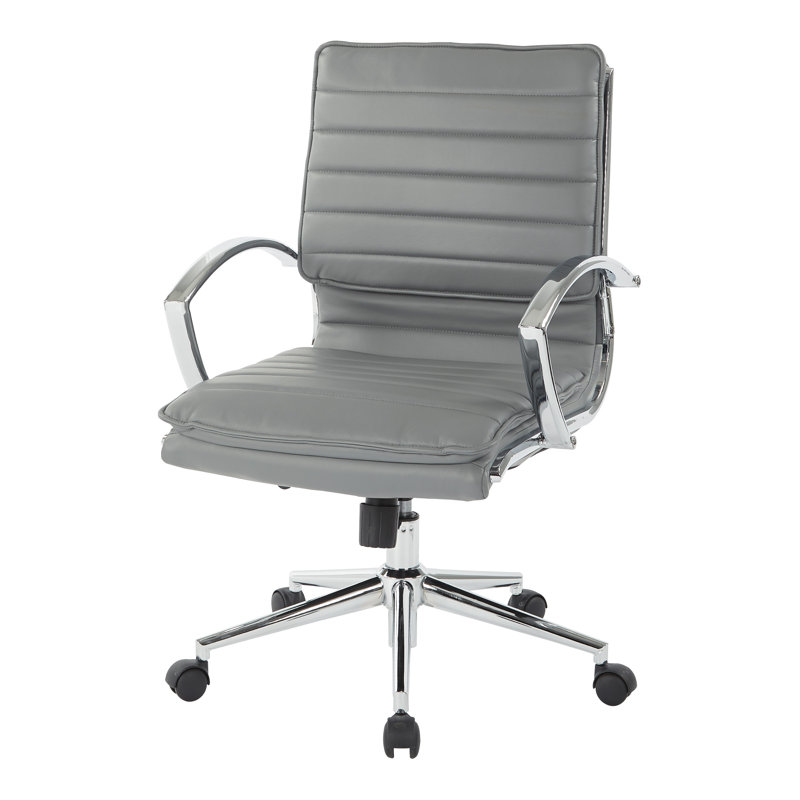 Mid Back Manager's Faux Leather Chair, Charcoal