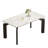 59" Modern White Sintered Stone Dining Table, Rectangular Kitchen Table with Sturdy Black Metal Legs, Seats 4-6 People