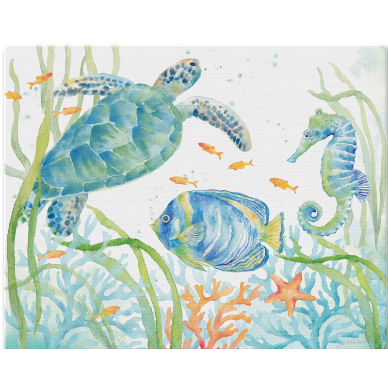 Sea Life Serenade Rectangular Glass Cutting Board