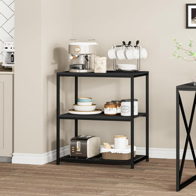 Chariot à îlot de cuisine multi-usage avec rangement à 3 niveaux, poste de travail utilitaire en métal pour la salle de préparation du garage