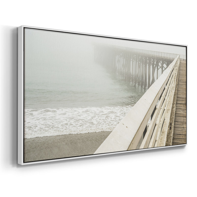 San Simeon Wharf - Toile tendue avec châssis tendue, prête à être accrochée, H 21 po x l 41 po, Noyer