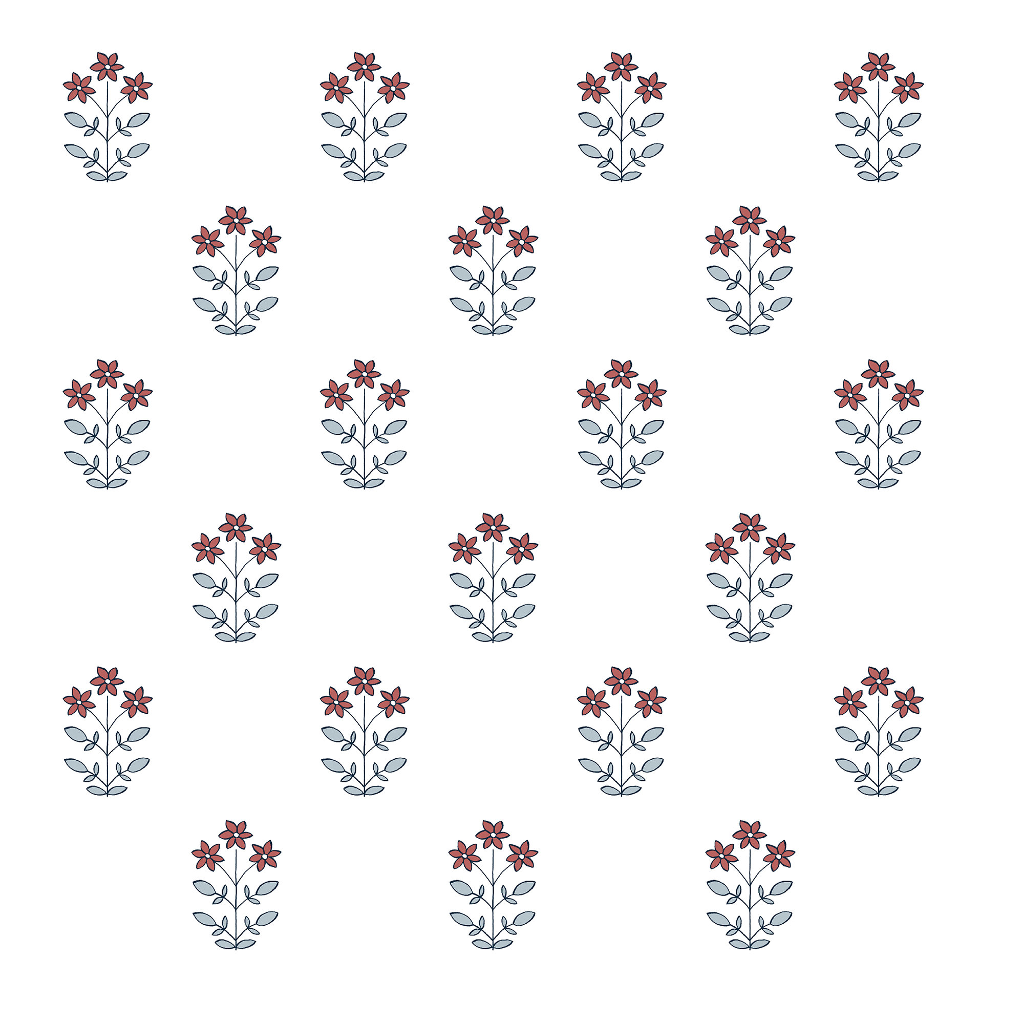 Floral Wallpaper, Red