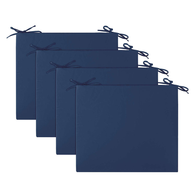 Water-Resistant Dark Navy Outdoor Seat Cushions, 3'' Thick, Set of 4, Navy