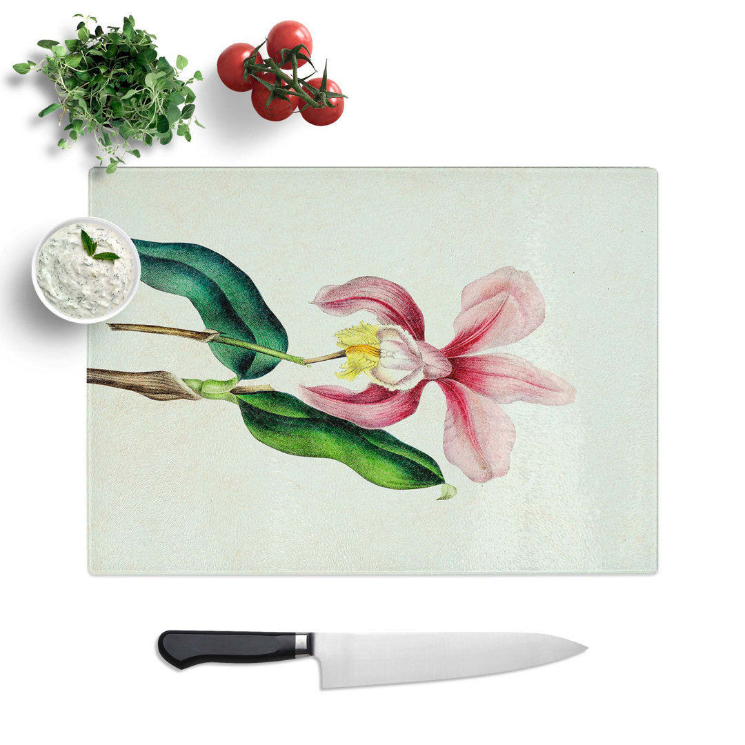 Glass Illustration of A Pink Cattleya Orchid Chopping Board