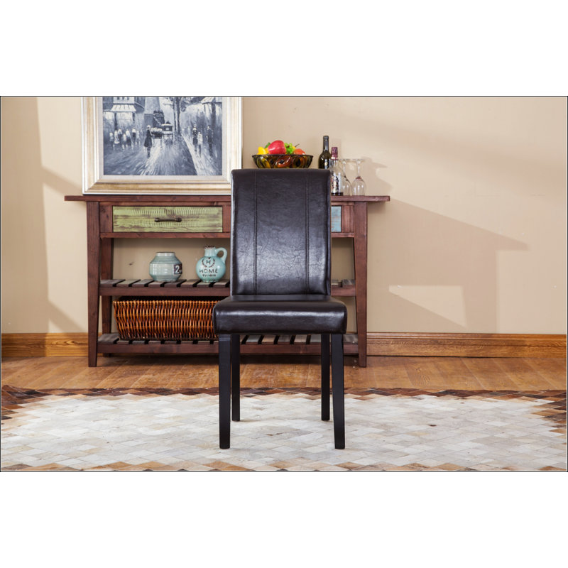 Urban Style Solid Wood Leatherette Padded Parson Chair, Set of 2 21"L X 16.5" W X 35.5" H. Seat Cushion: 17"L X 16.5"W X 18"H