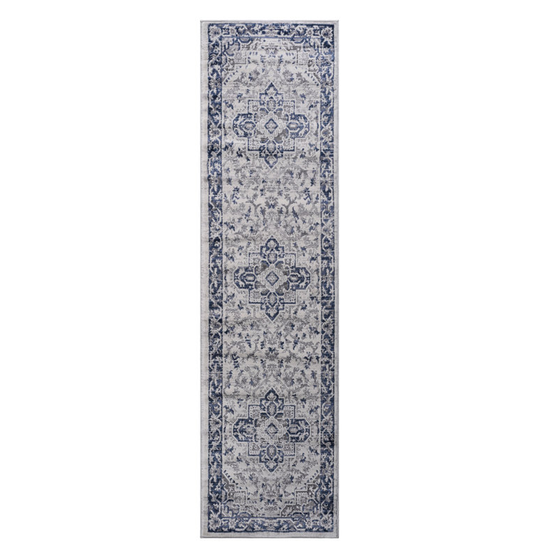 Loom & 2x8 Blue/grey/ Area Rug - Non-shedding, Stain , Enhances Living Room, Bedroom, Dining Room Magnetism From Fits Elegance